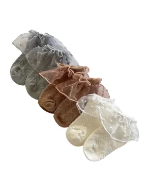 3-Pack Fancy Sneaker Socks, Grey, Beige, White