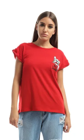 47311 Dog Printed Hot Red T-Shirt