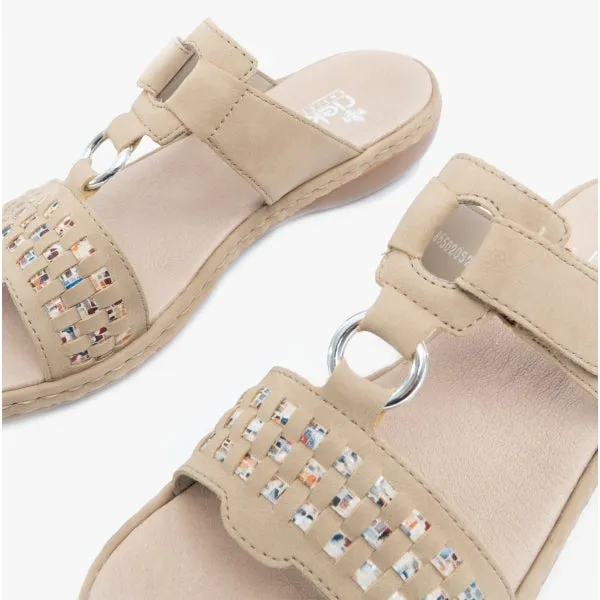 Beige Ladies Slip-On Sandals - Comfortable and Stylish Design