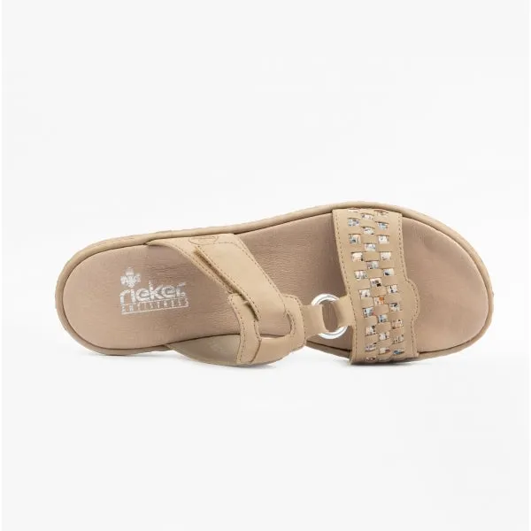 Beige Ladies Slip-On Sandals - Comfortable and Stylish Design