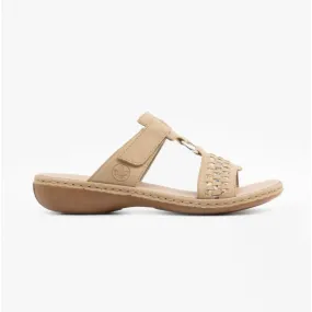 Beige Ladies Slip-On Sandals - Comfortable and Stylish Design