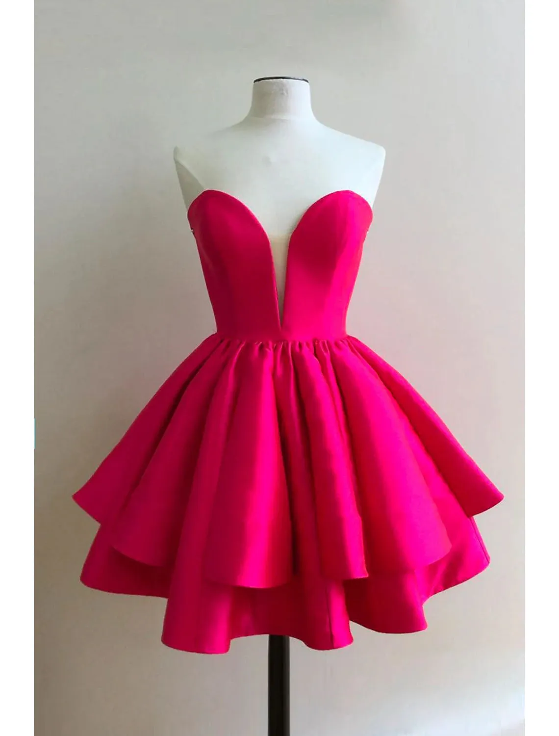 A-Line Homecoming Dresses Princess Dress Graduation Cocktail Party Short / Mini Sleeveless Sweetheart Pink Dress Satin Backless with Ruffles