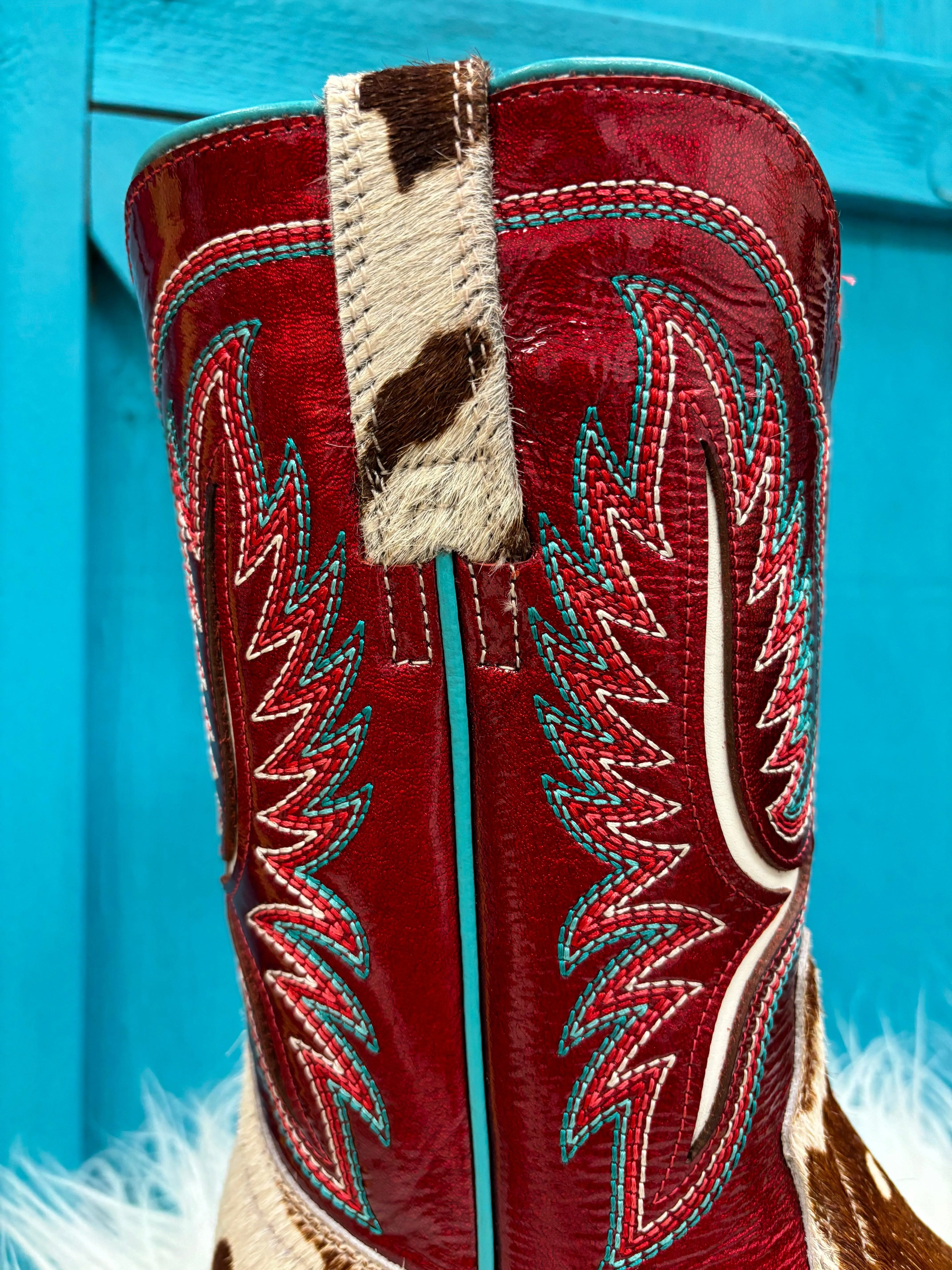 Ariat Women's Futurity Colt Cowtown Hair-On & Ruby Red Patent Cowgirl Boots 10051020