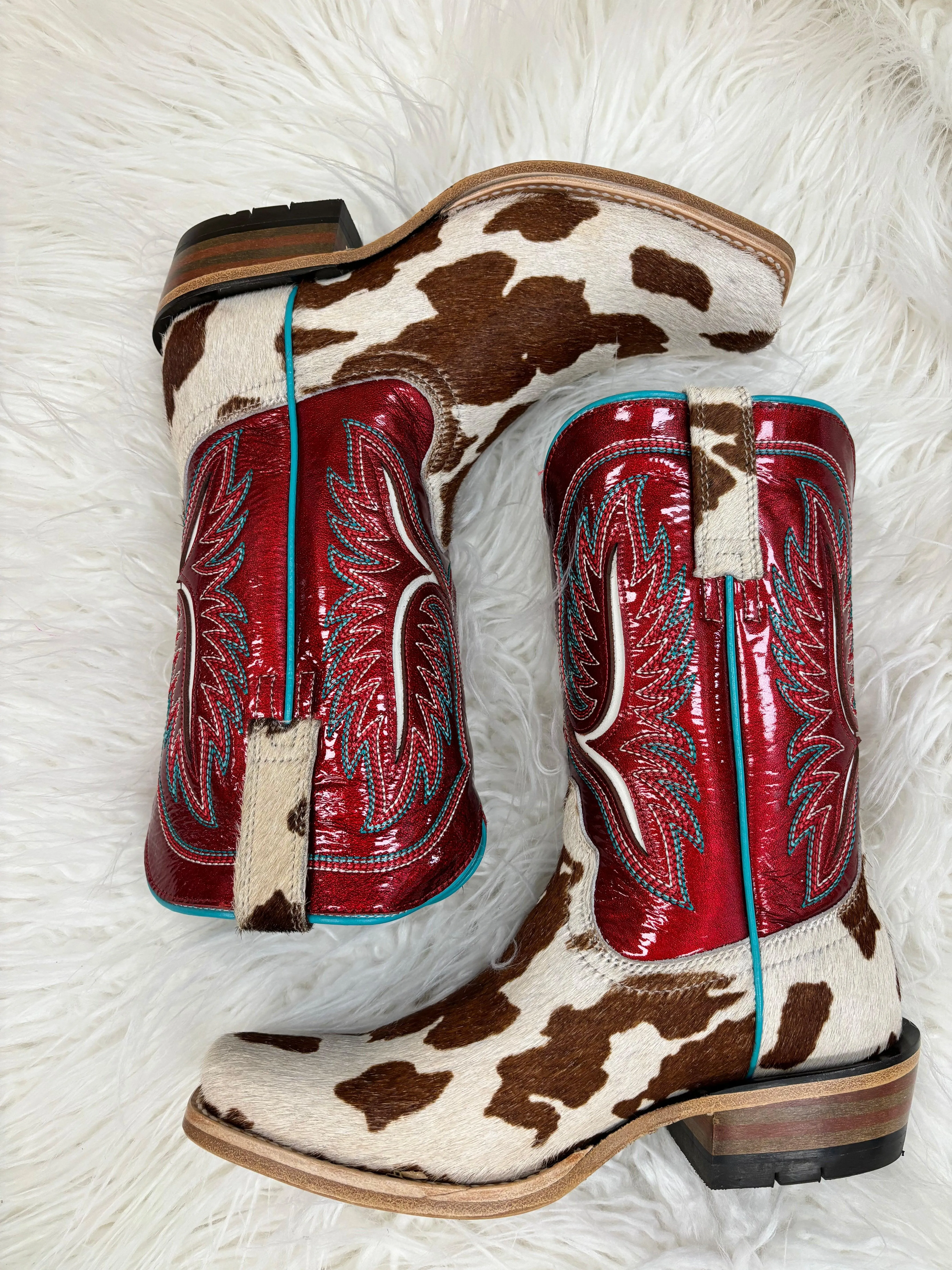 Ariat Women's Futurity Colt Cowtown Hair-On & Ruby Red Patent Cowgirl Boots 10051020