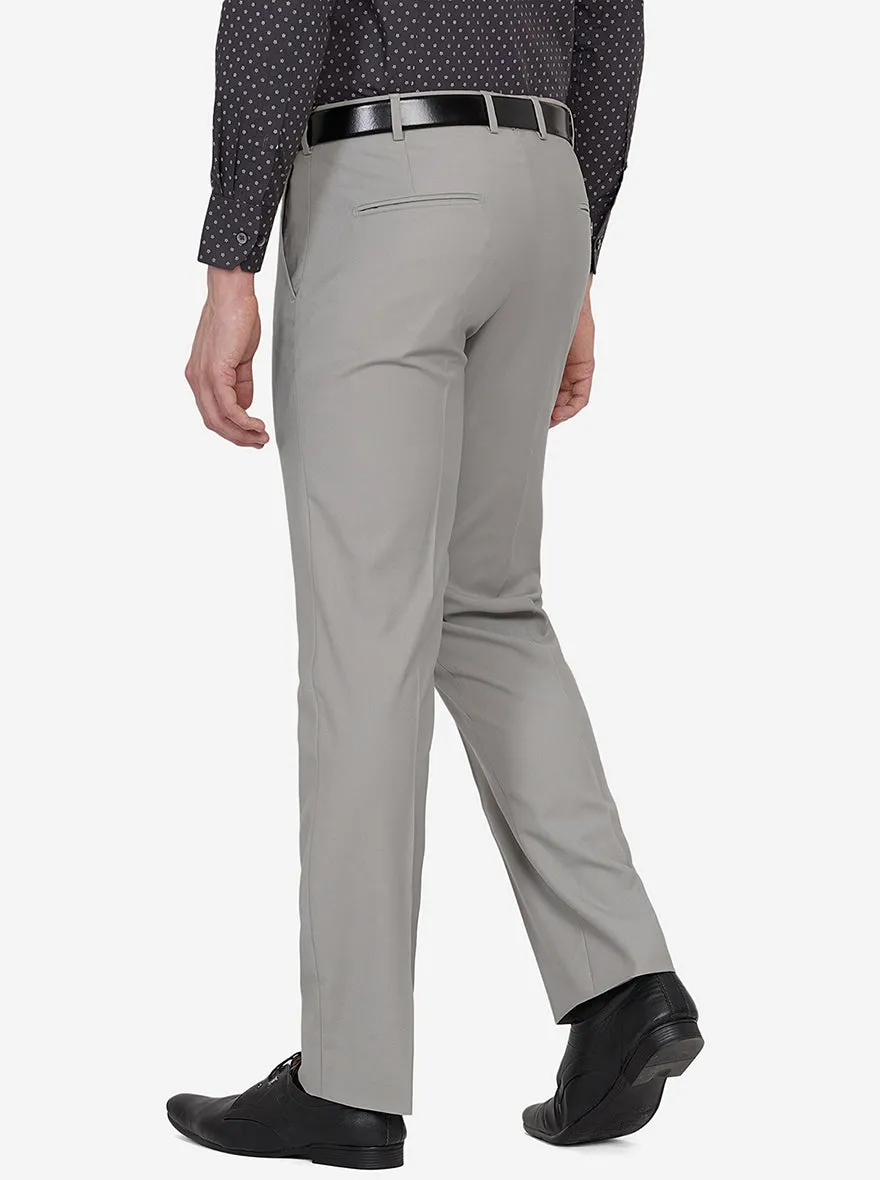 Ash Grey Solid Slim Fit Formal Trouser | Greenfibre