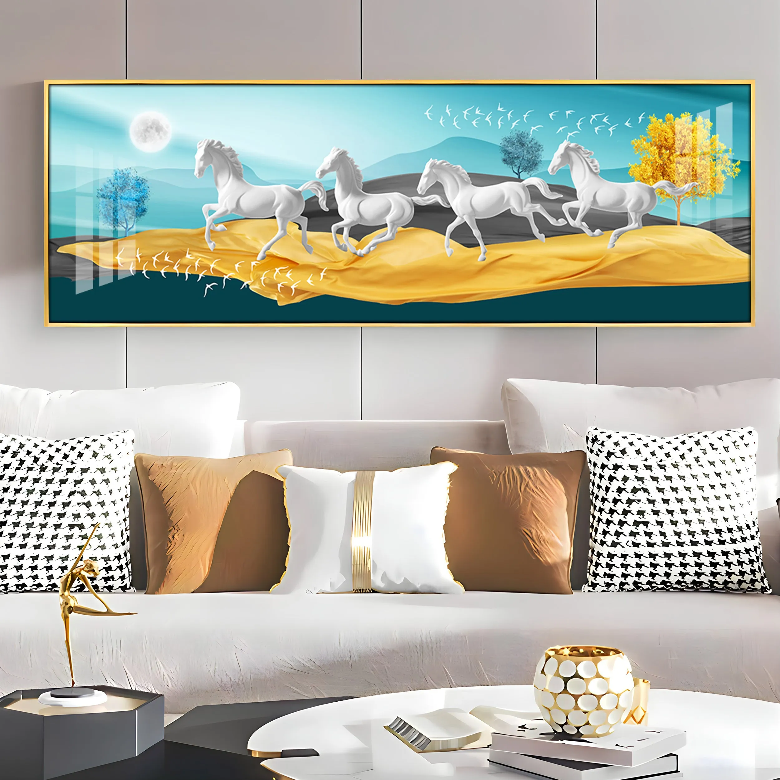 Beautiful Vastu Running Horse Premium Acrylic Horizontal Wall Art