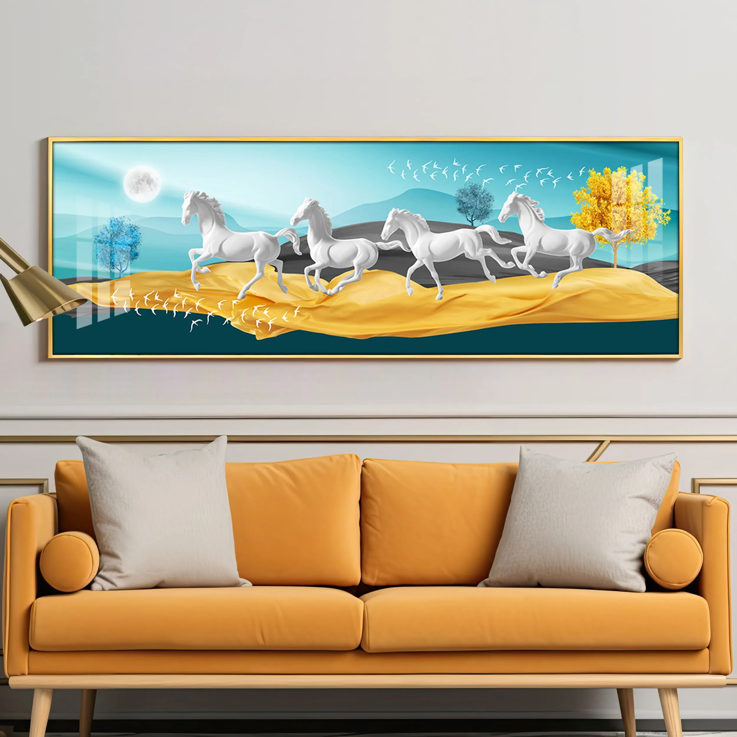 Beautiful Vastu Running Horse Premium Acrylic Horizontal Wall Art