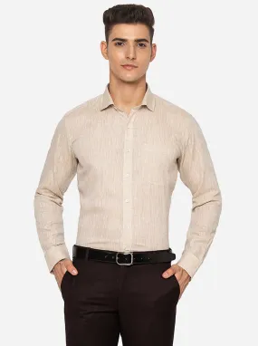 Beige Solid Regular Fit Formal Shirt | JadeBlue