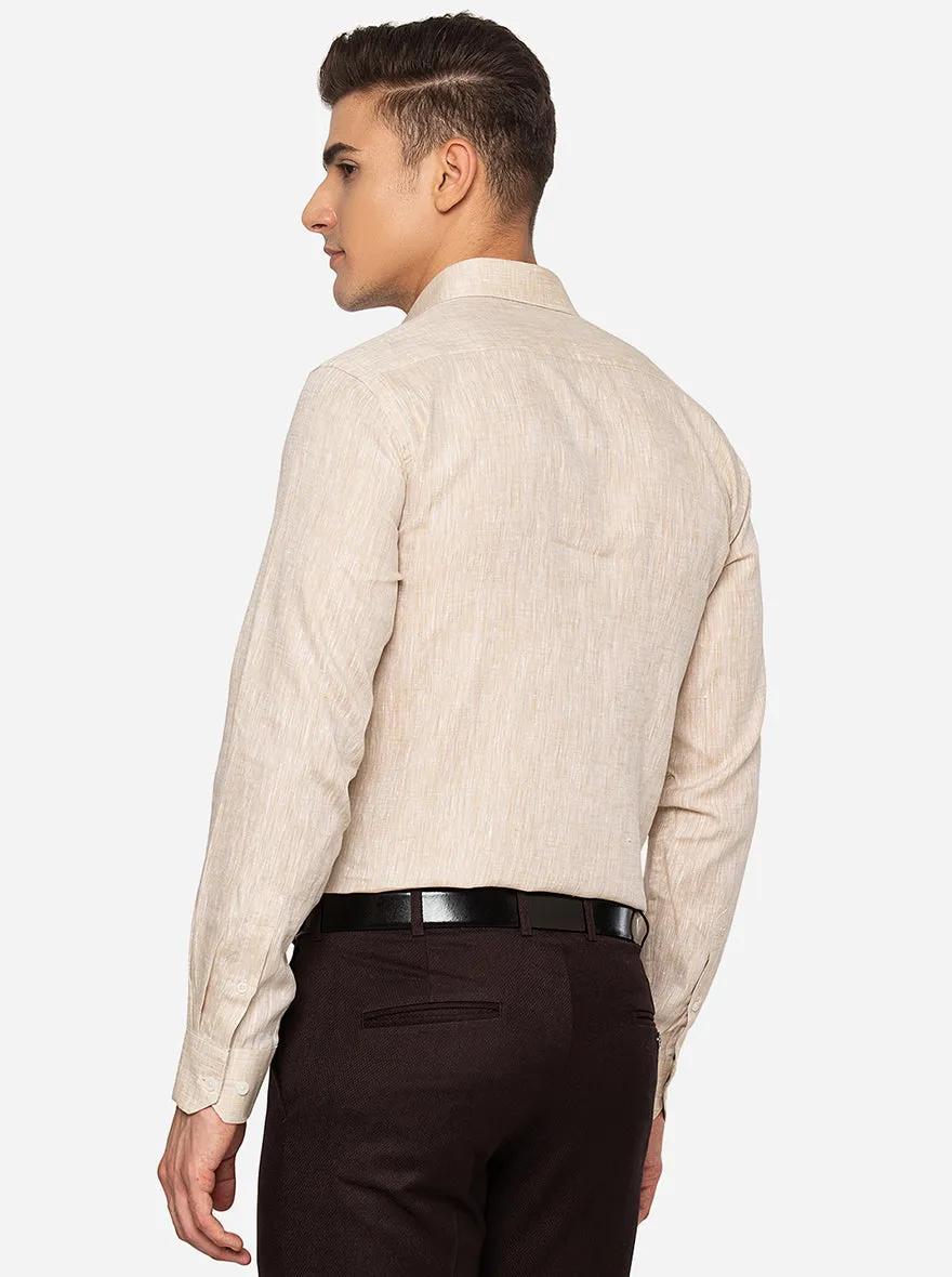 Beige Solid Regular Fit Formal Shirt | JadeBlue