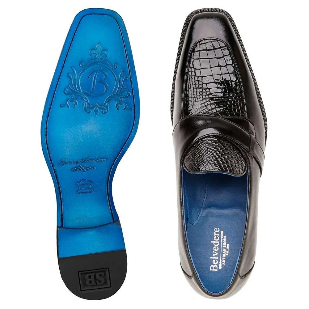 Belvedere Tornado Black American Alligator Loafer