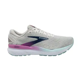 Womens Brooks Ghost 16 Road Running Shoes - Optimized Performance in White/Grey/Estate Blue