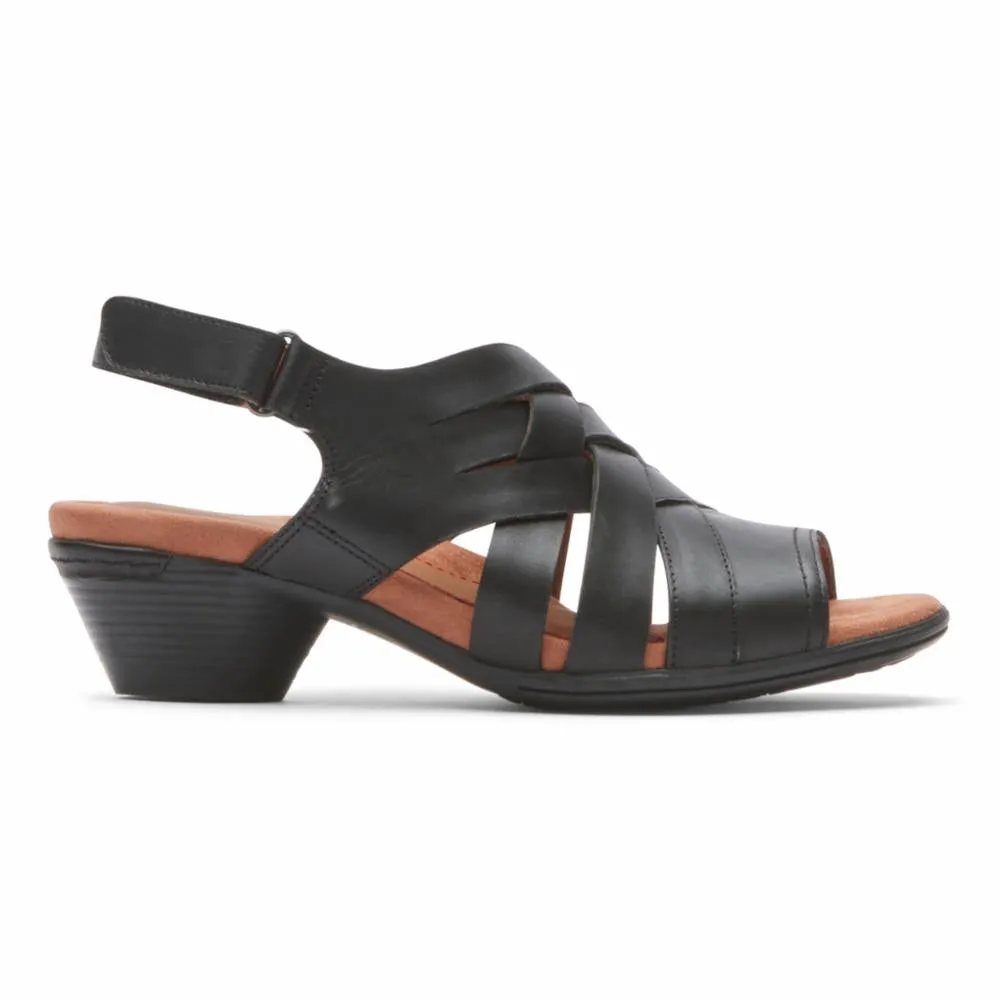 Cobb Hill LAUREL WOV SANDAL BLACK LTHR