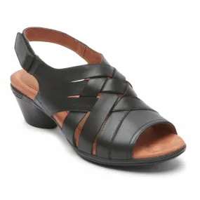 Cobb Hill LAUREL WOV SANDAL BLACK LTHR