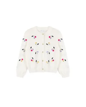 Colorful Embroidered Cherry Cardigan