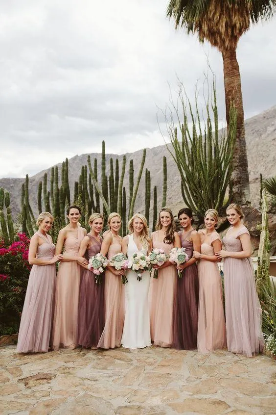 Convertiable Cheap Long Tulle Bridesmaid Dresses Online, WGY0258