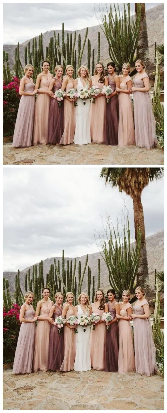 Convertiable Cheap Long Tulle Bridesmaid Dresses Online, WGY0258