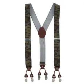 CTM® Men's 1.375 Inch Wide Camouflage Print Double Clip-End Suspenders