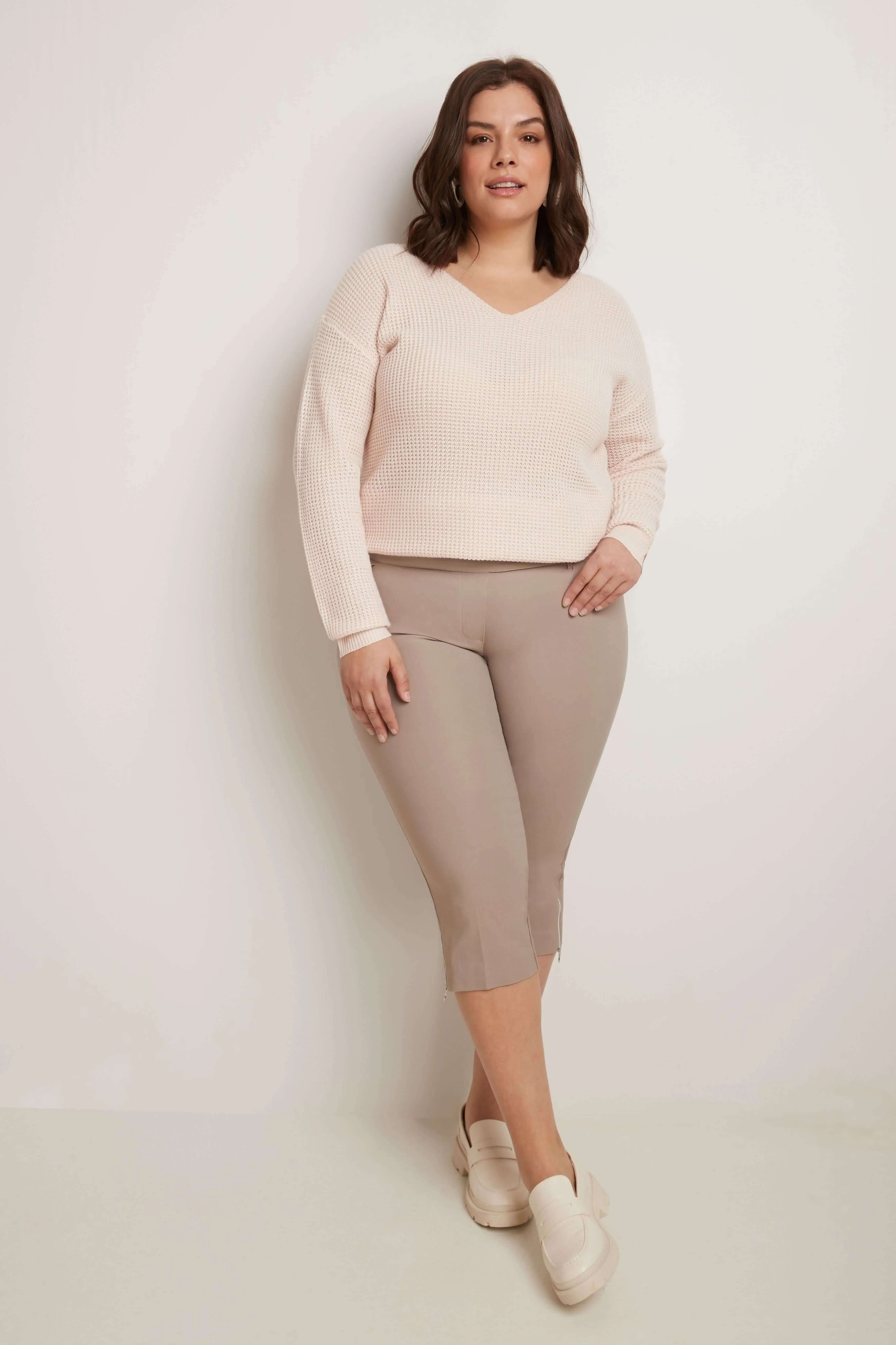 Curvy Chic Capris with Zipper Detail at the Hem