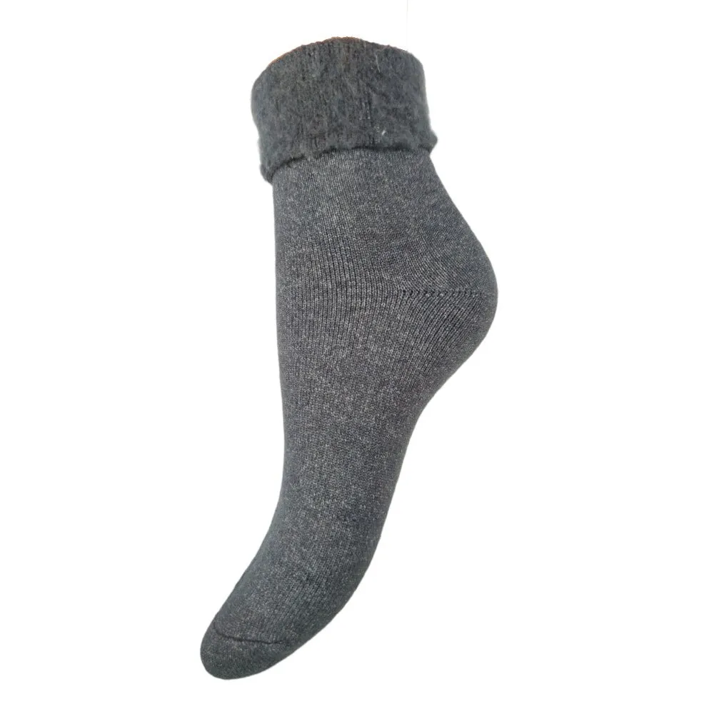 Dark Grey Wool Blend socks with cuff