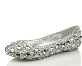 Delicate Crystal Flat Pointed Toe Rhinestone Wedding Bridal Shoes, S005