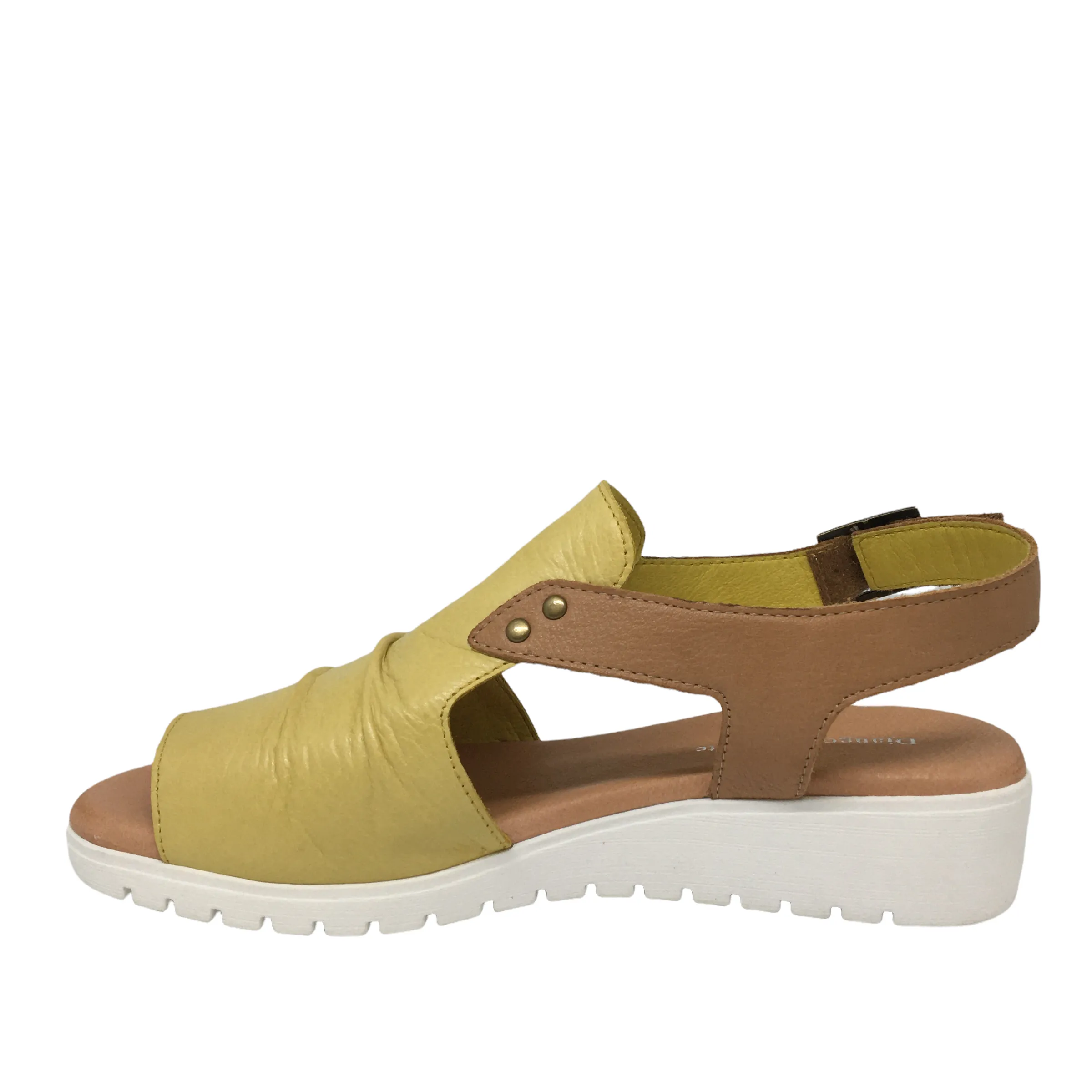 Django & Juliette Madis Leather Sandal ~ Tan ~ Black ~ Yellow