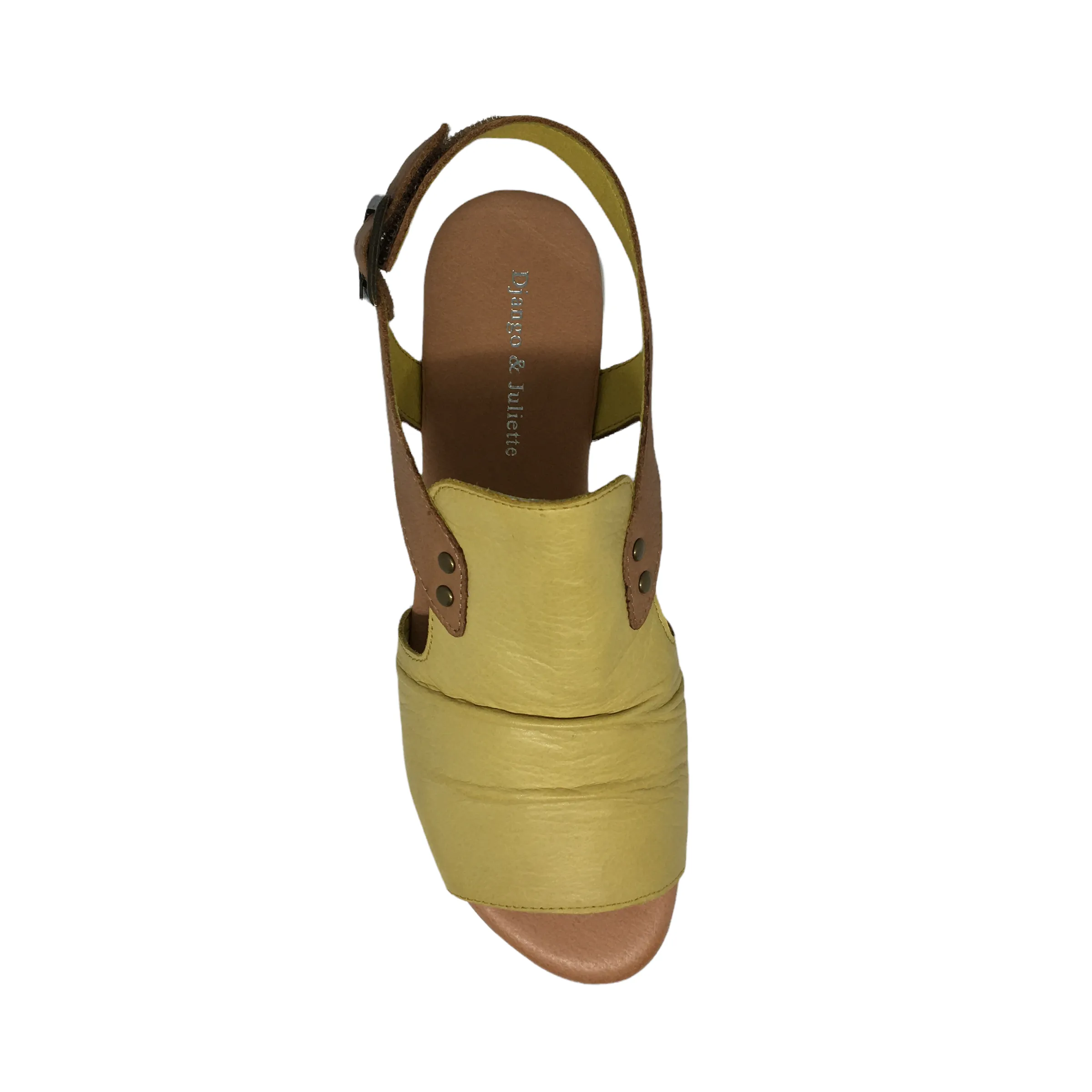 Django & Juliette Madis Leather Sandal ~ Tan ~ Black ~ Yellow