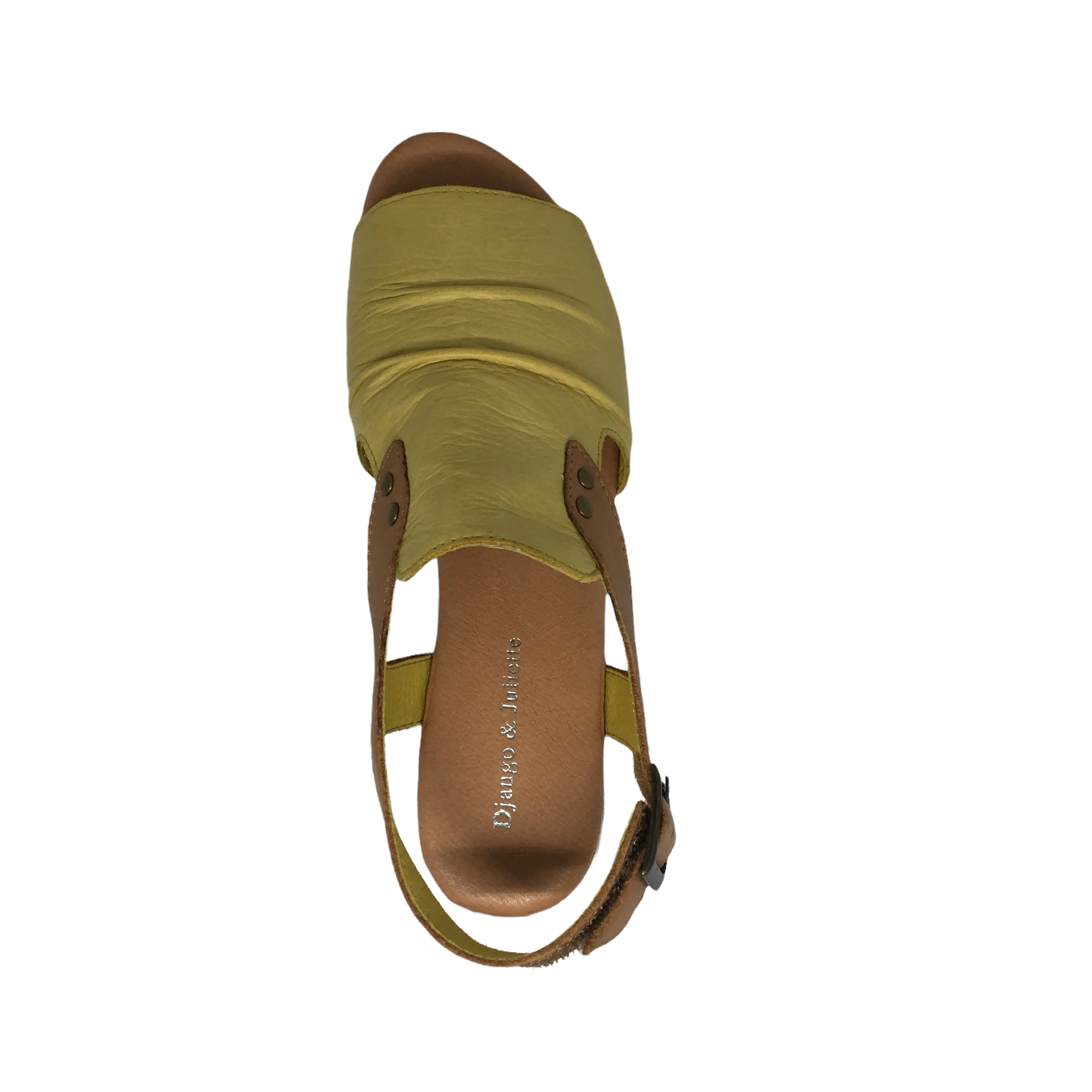 Django & Juliette Madis Leather Sandal ~ Tan ~ Black ~ Yellow