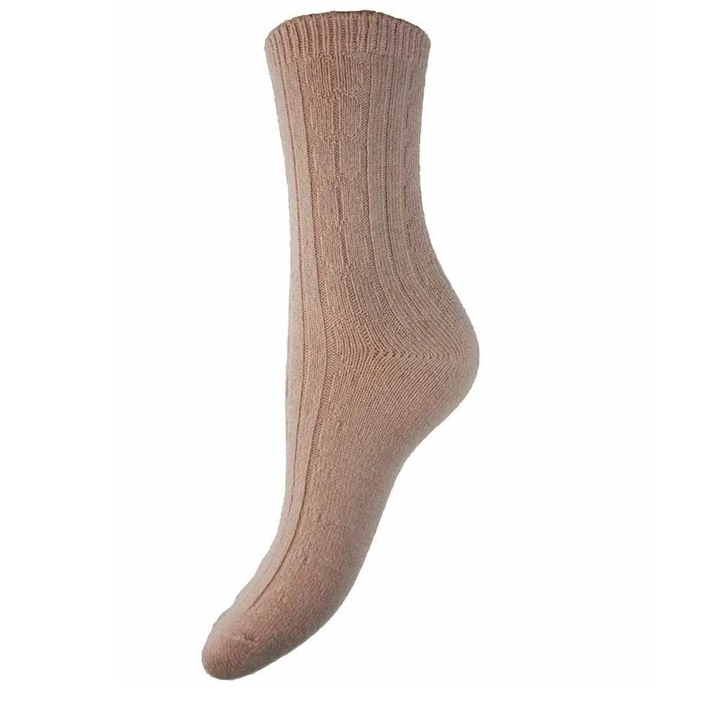 Dusty Pink Ribbed wool blend socks