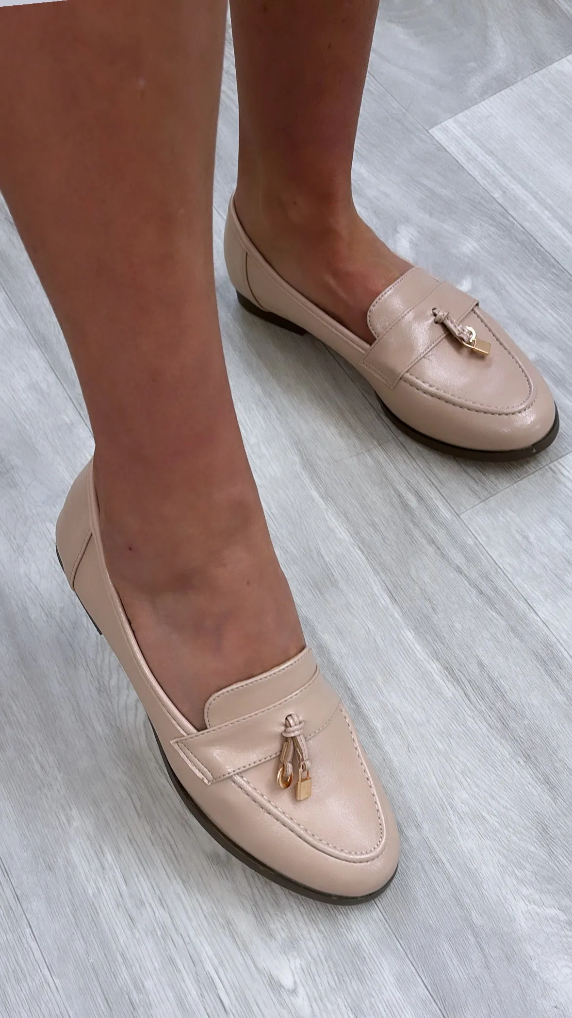 Erika Beige Almond Toe Loafers