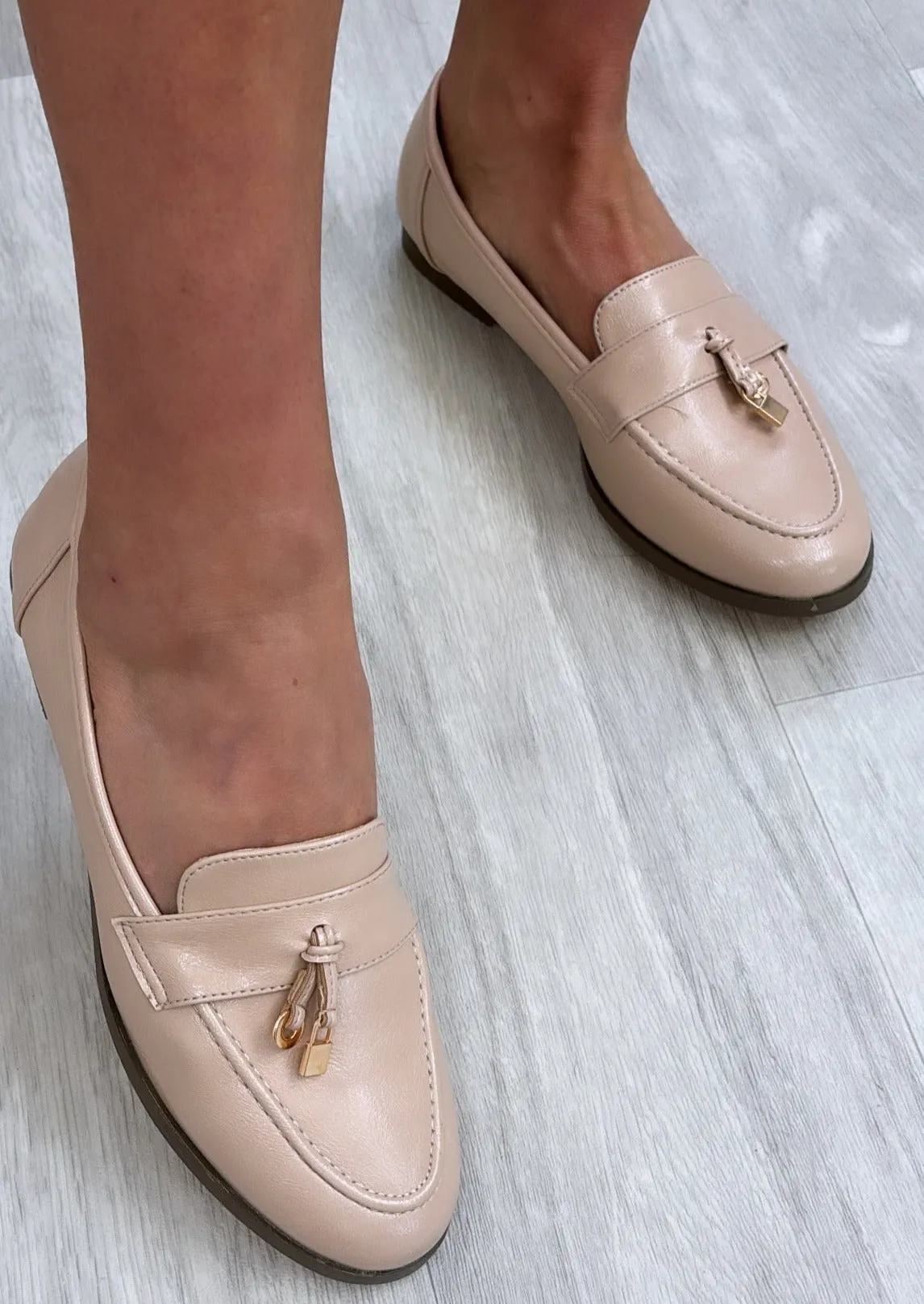 Erika Beige Almond Toe Loafers