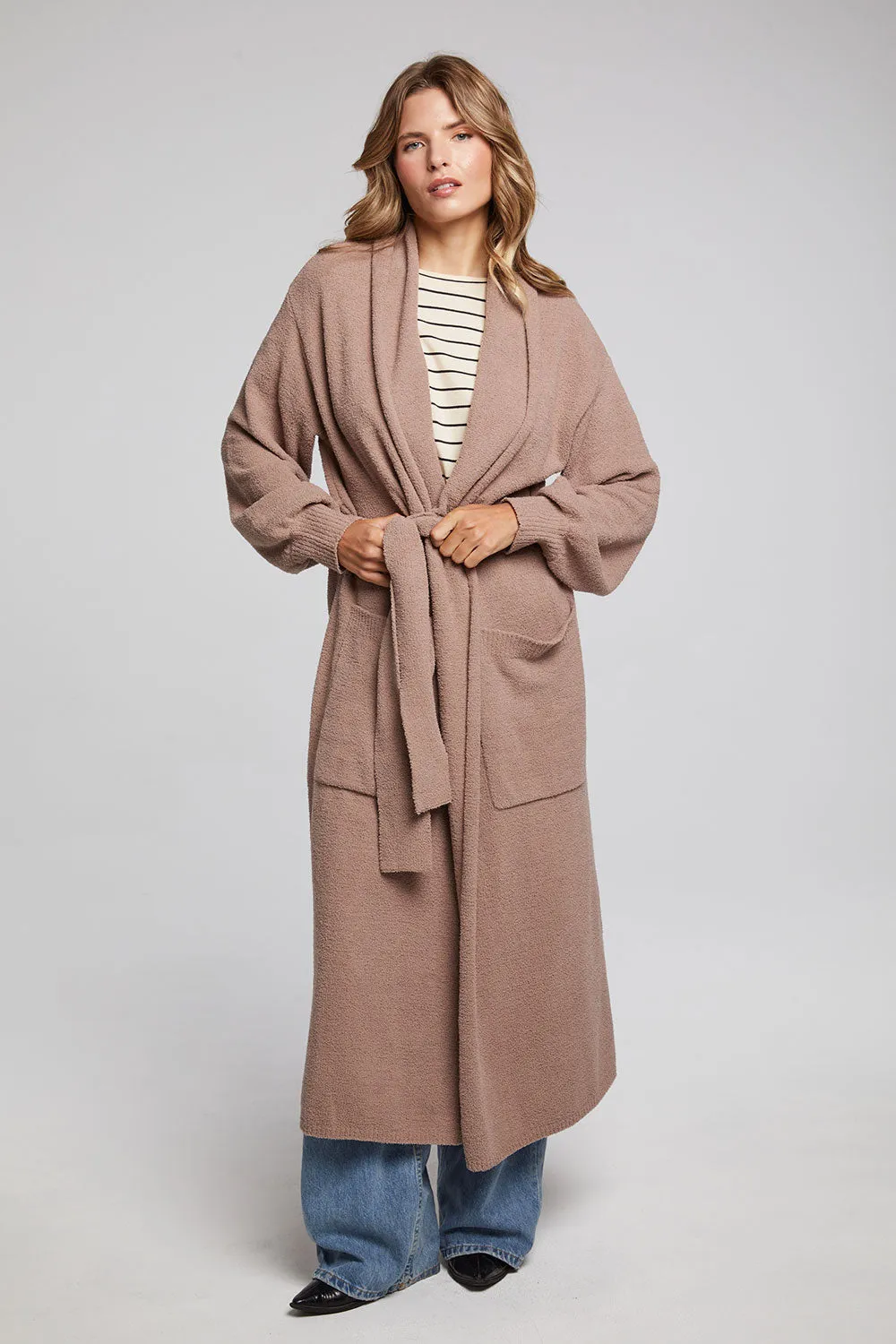 Evee Warm Taupe Maxi Cardigan