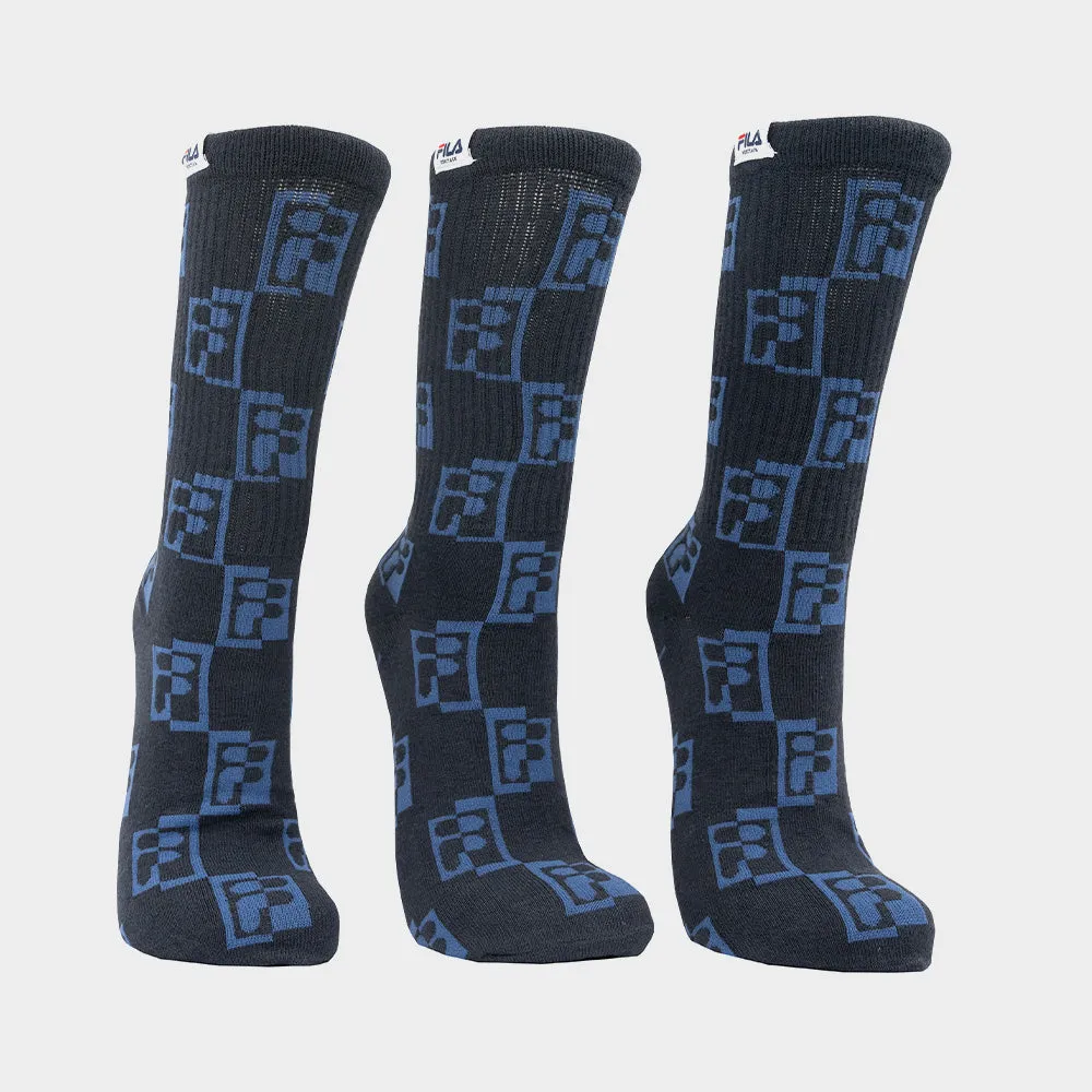 Fila Unisex 3 Pk Kaden Tube Sock Blue/Multi _ 181129 _ Blue