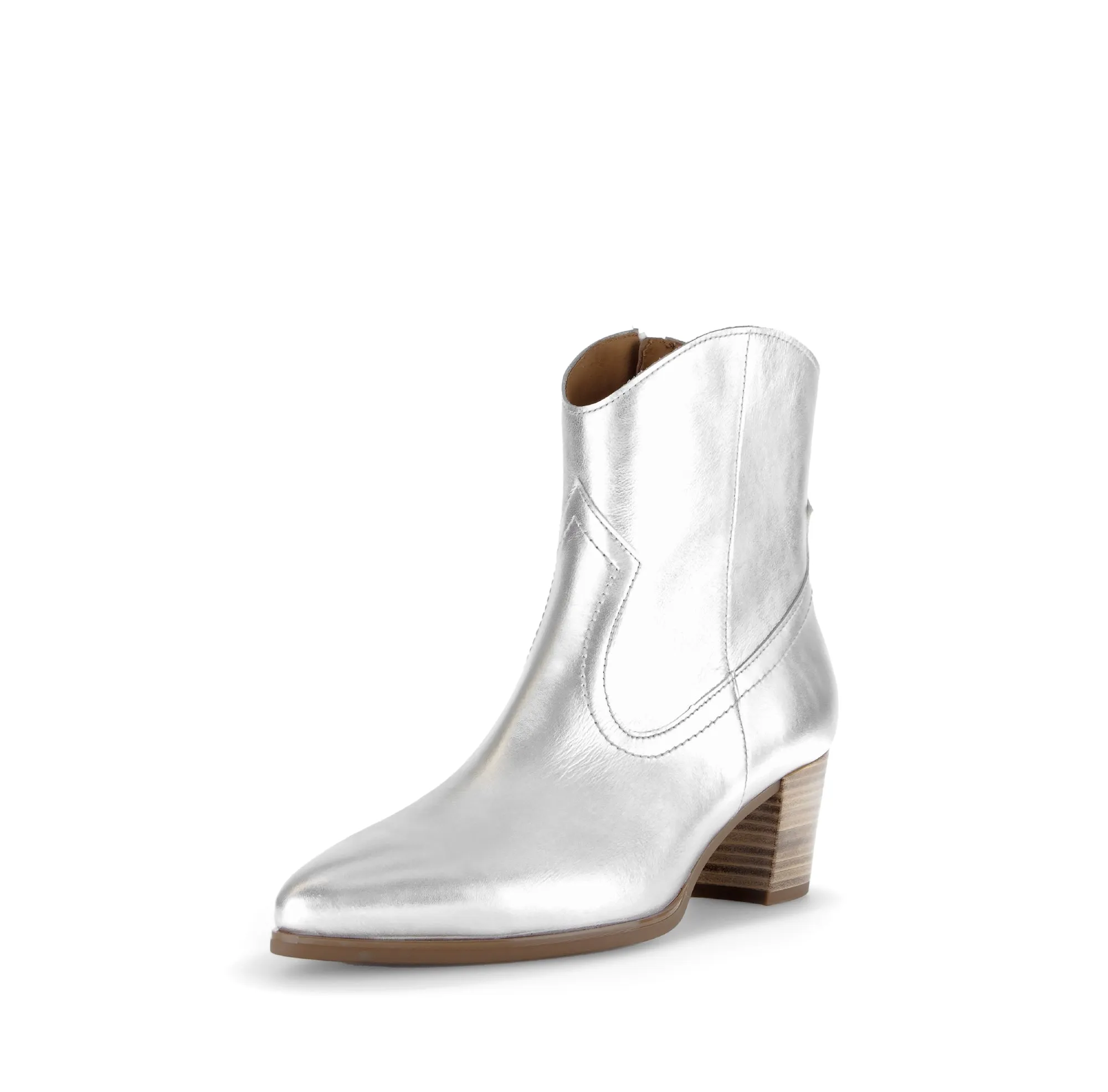 GABOR Silver Leather Western Ankle Boot 93161