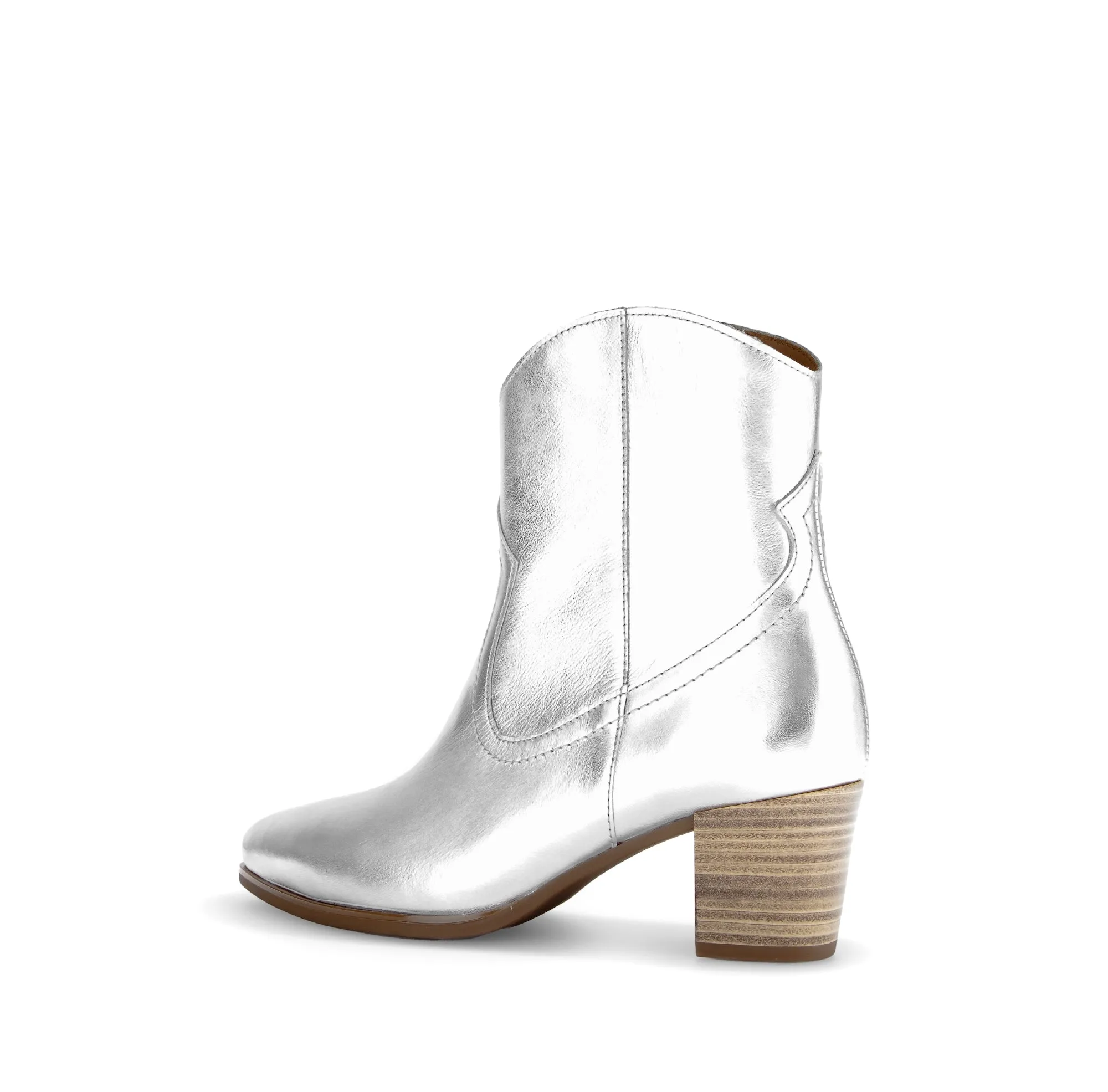 GABOR Silver Leather Western Ankle Boot 93161