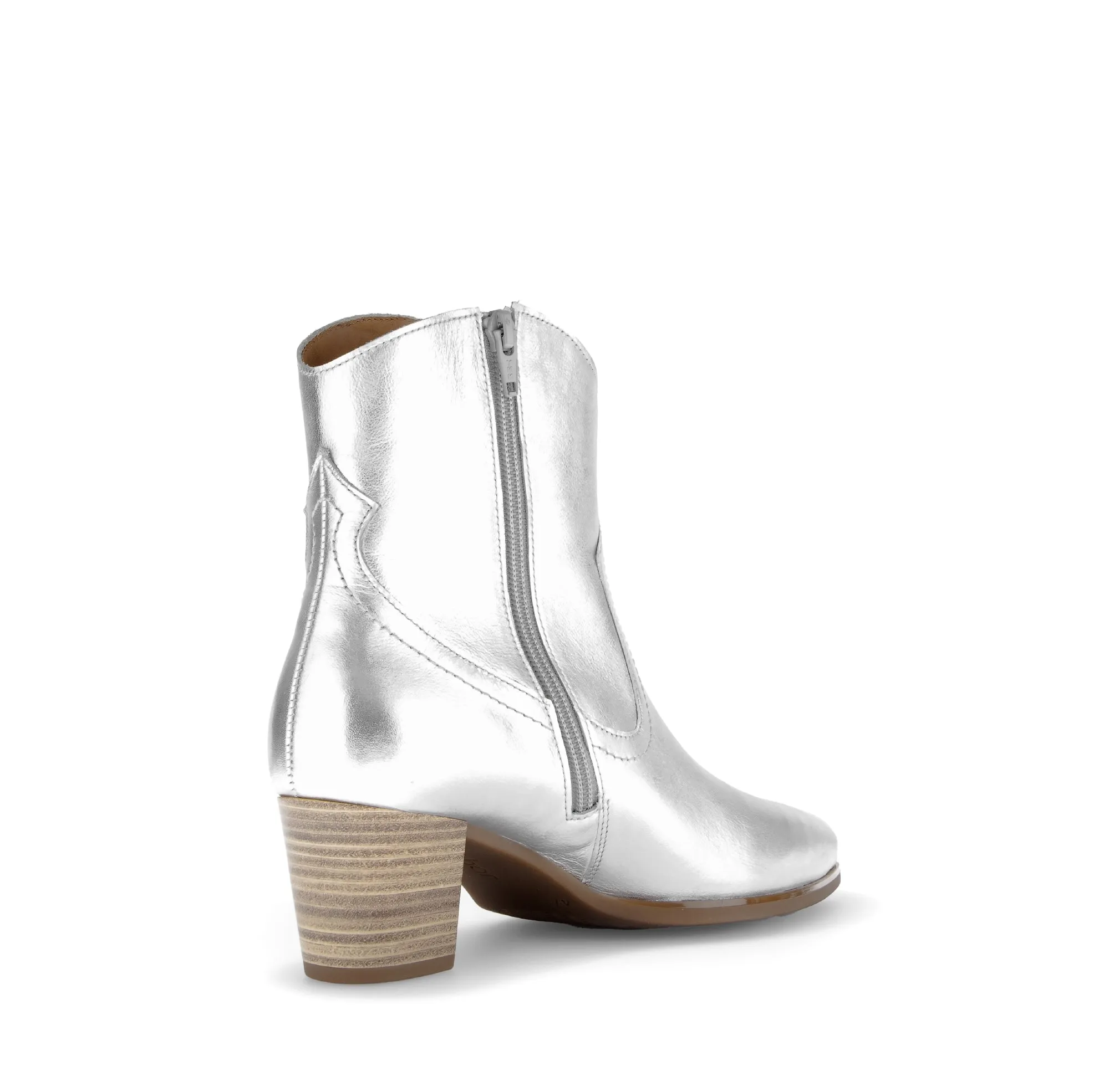 GABOR Silver Leather Western Ankle Boot 93161