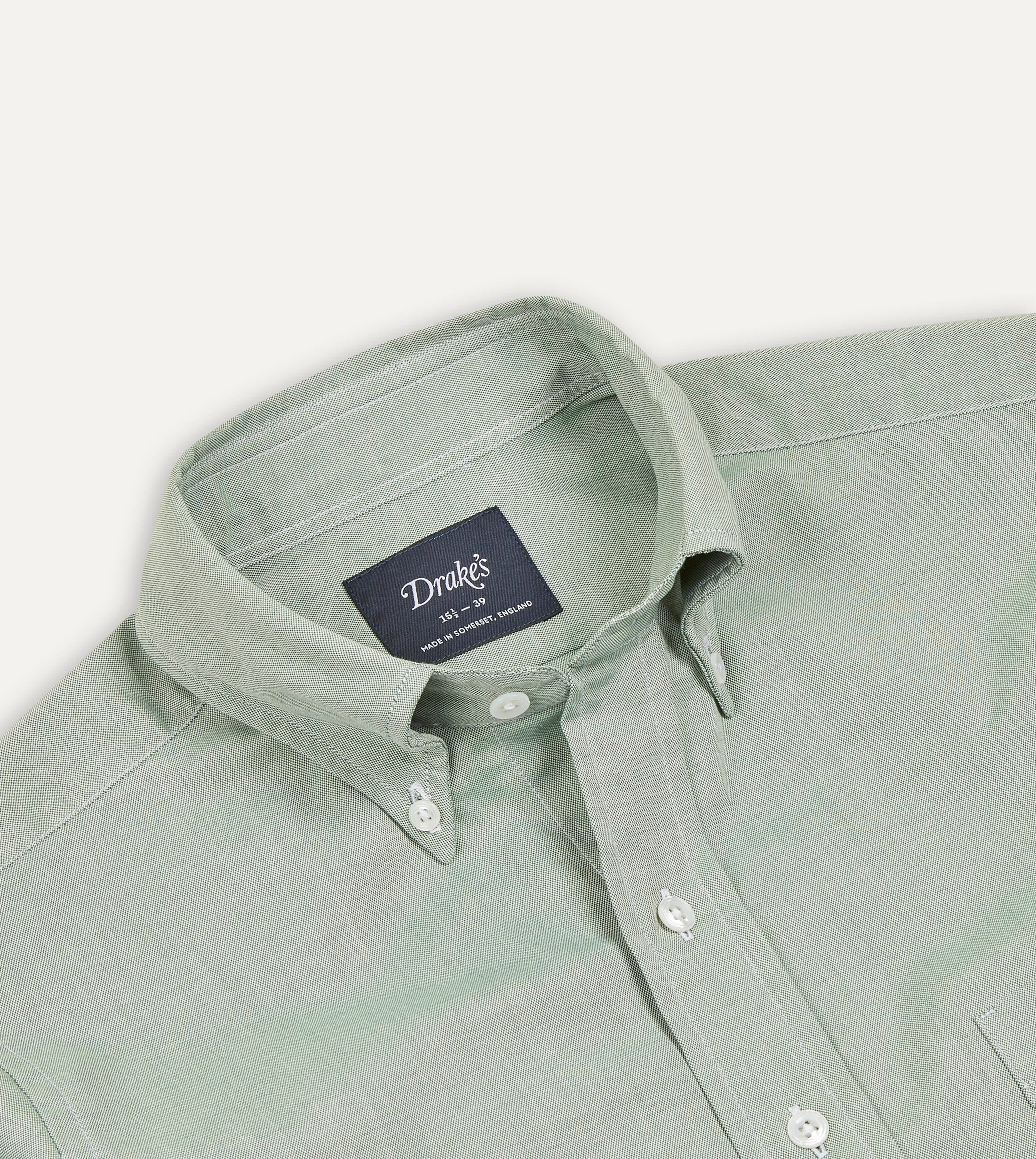 Green Pinpoint Oxford Cotton Cloth Button-Down Shirt