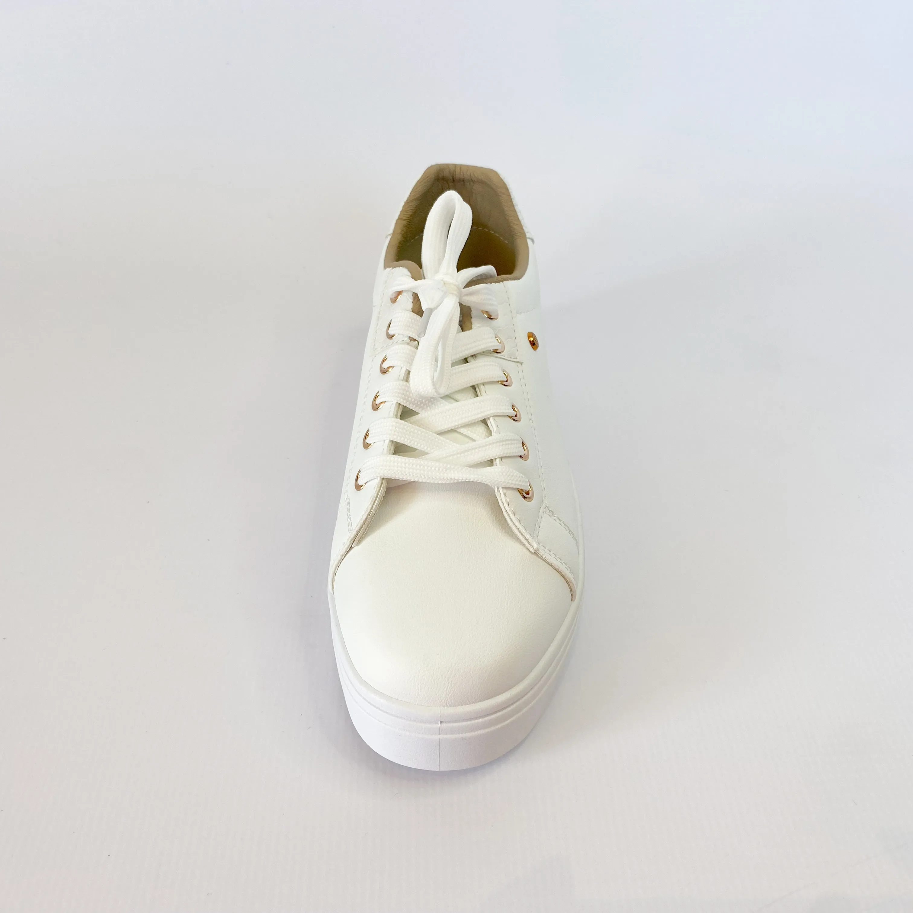 KG white with gold eyelet sneaker