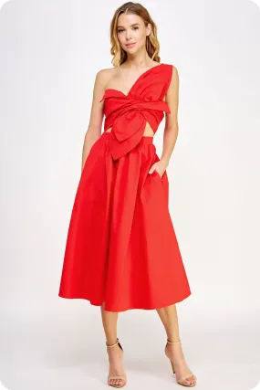 Knotted Twist Dress Warm Red