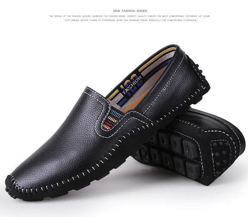 Men Hand-Stitched Urban Chic Slip On Loafers Drive Walking Shoes | 9898