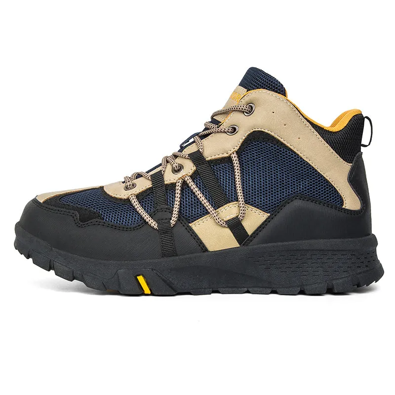 Men's Camping Outdoor Boots Walking Hiking Trail Navy Shoes | 762