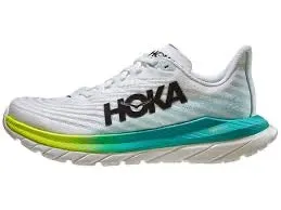 Hoka Mens Mach 5 Running Shoes - Sleek White/Blue Glass Design