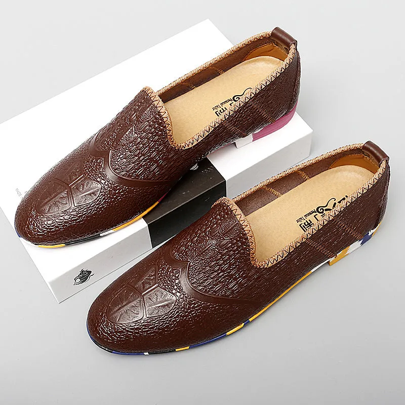 Men's Leather Flats Slip-on Loafers Comfort Casual Shoes | 2093