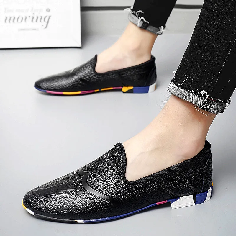 Men's Leather Flats Slip-on Loafers Comfort Casual Shoes | 2093