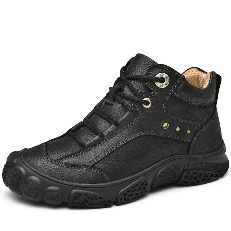 Men's Leather Formal Classic Boots Outdoor Waterproof Hiking Shoes | 5202