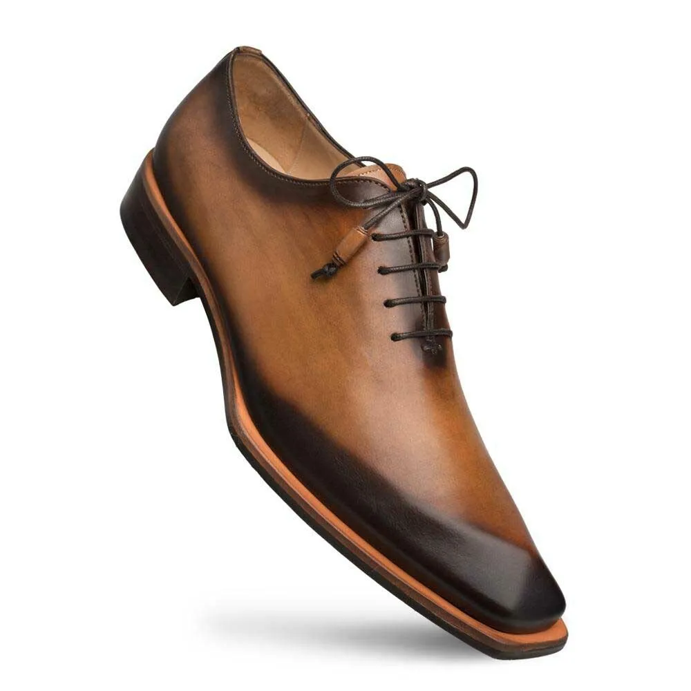 Mezlan Cognac Asymmetric Plain Toe Oxford