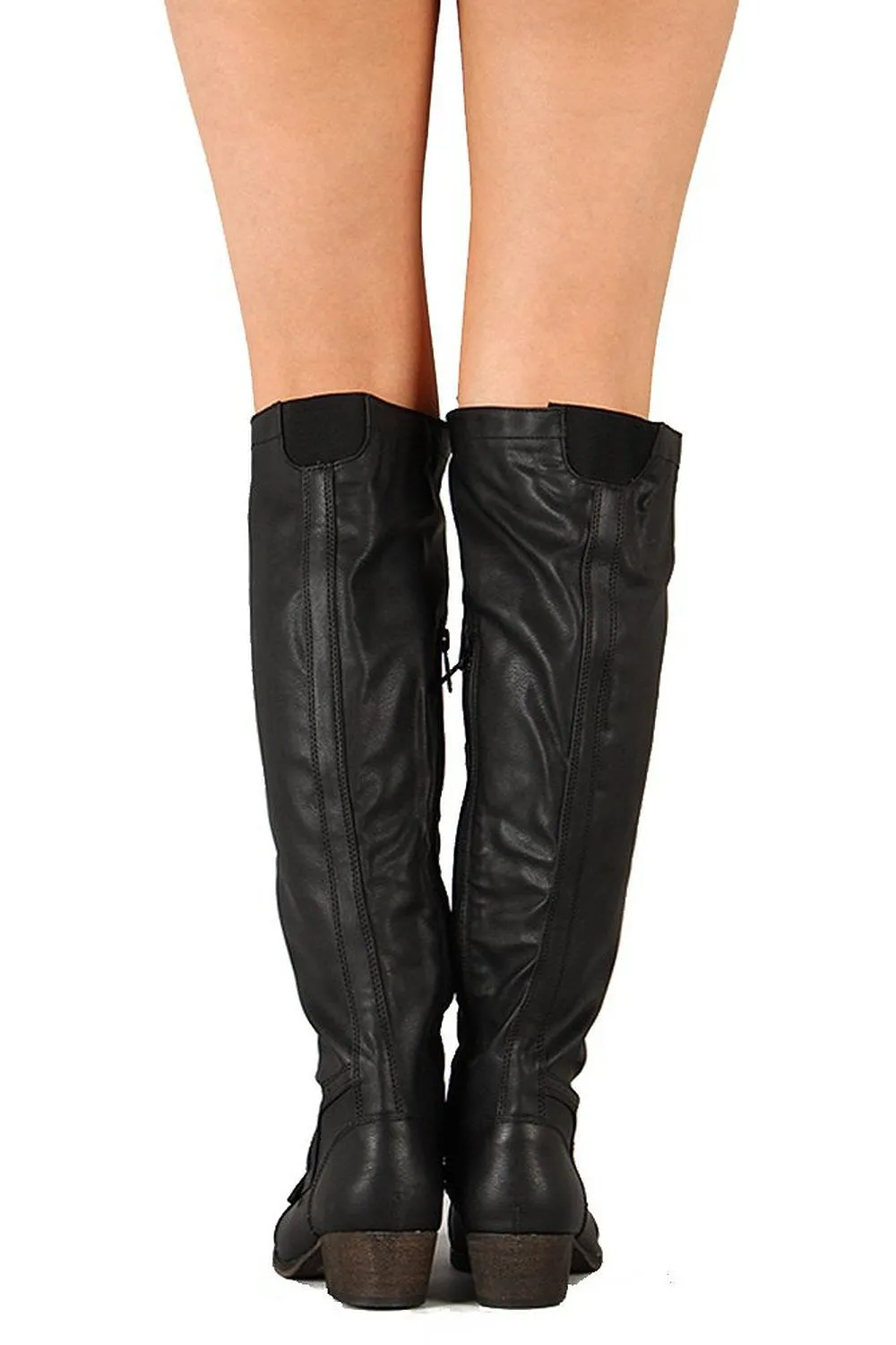 Military Lace Up Over the Knee High Boots Vegan Leather