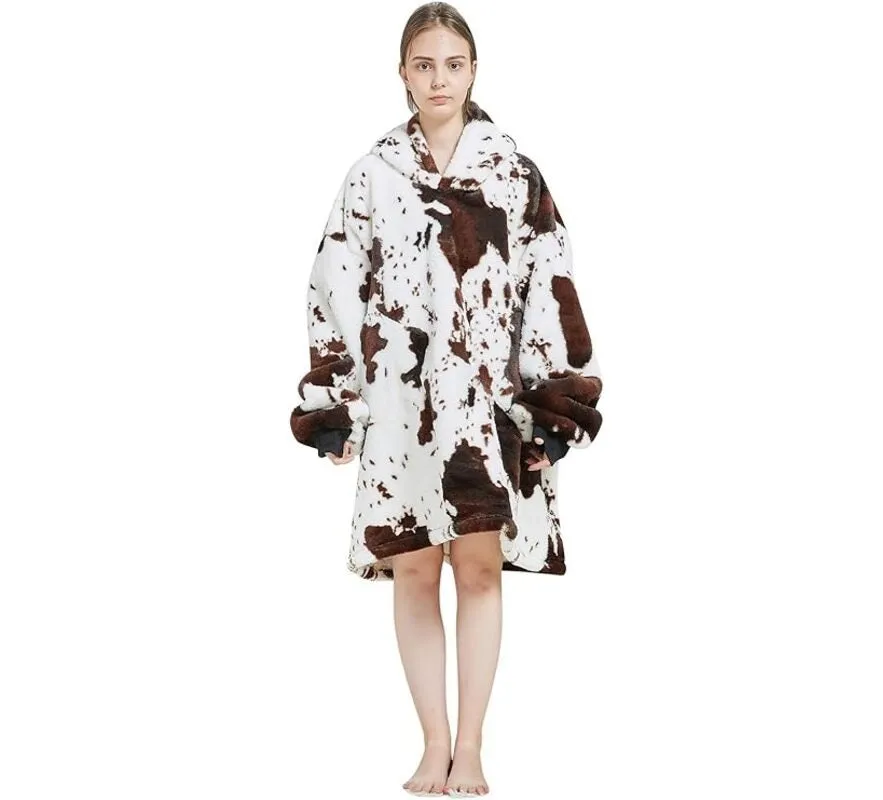 My Snuggy - Adult Seamless Cow Print Hoodie Blanket