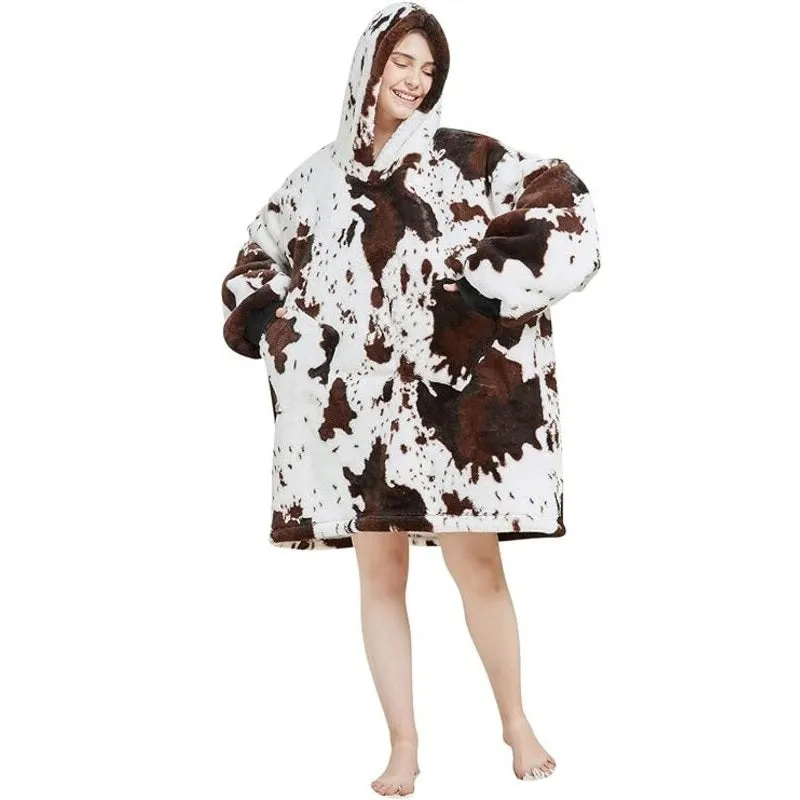 My Snuggy - Adult Seamless Cow Print Hoodie Blanket