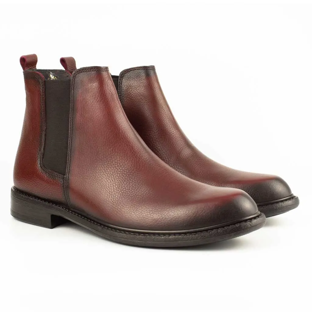 Notti Burgundy Men's Chelsea Genuine Leather Boots