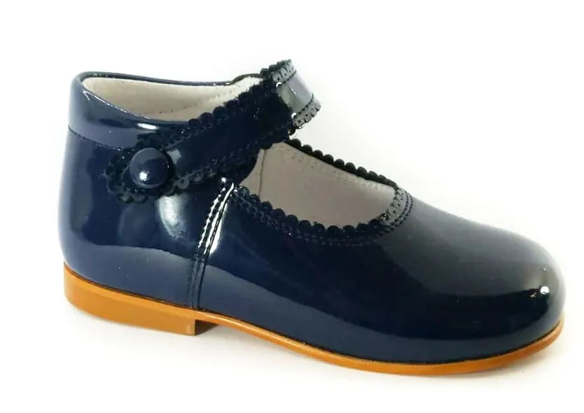 Shawn & Jeffery Girls Navy Patent Design Mary Jane